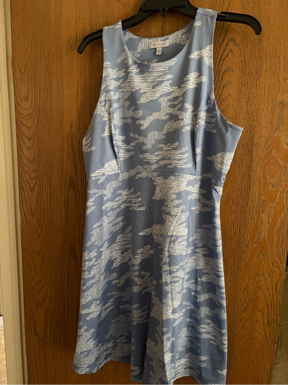 Ocean and Coast Blue Printed Sleeveless A-Line Dress